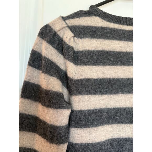 Lucky Brand Wool Mix Crew Neck Sweater Multi Pattern Grey Puff Sleeve - Picture 10 of 11